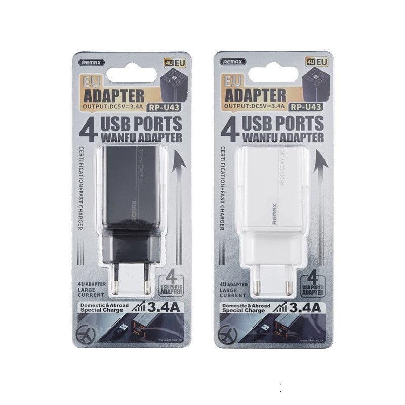 REMAX 4-Head QC Fast Charging Adapter (CN/UK/EU Plug)