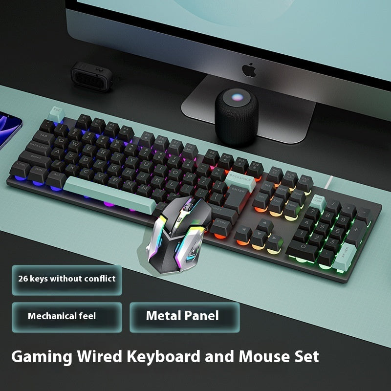 Wired Keyboard Mechanical Feeling Mouse Suit