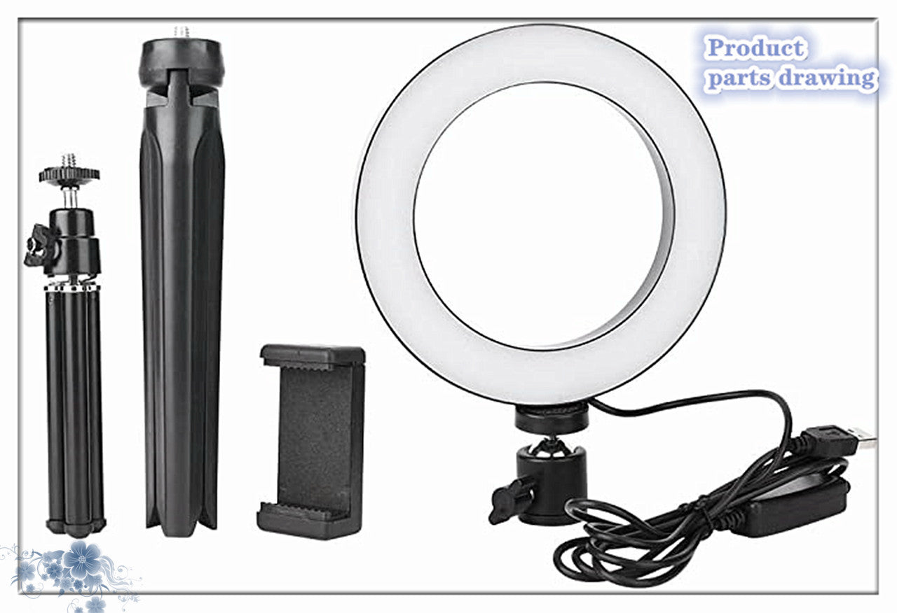 360° Rotatable Desktop Ring Light with Tripod (Apple Compatible)