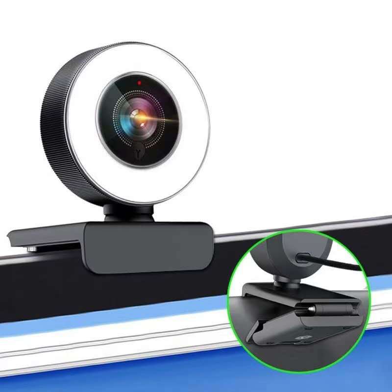 HD USB Webcam with Fill Light for Streaming