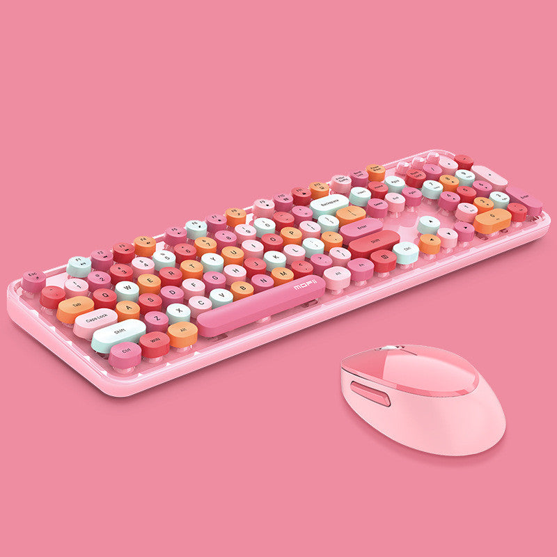 Wireless Keyboard And Mouse Set For Girls Office Typing