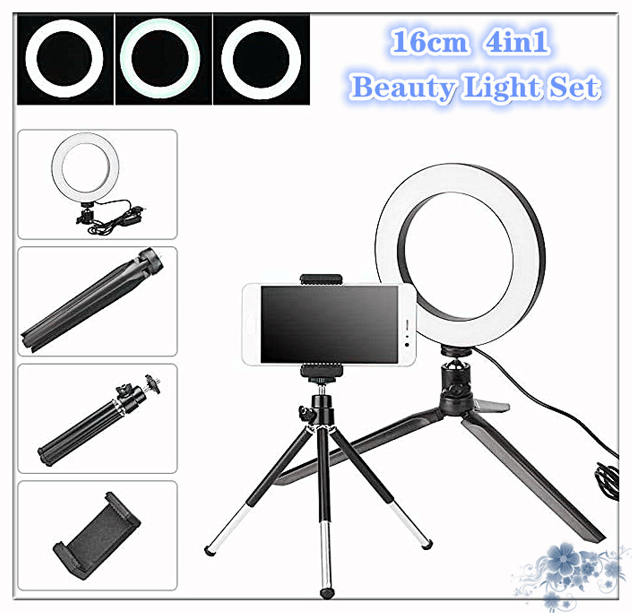 360° Rotatable Desktop Ring Light with Tripod (Apple Compatible)