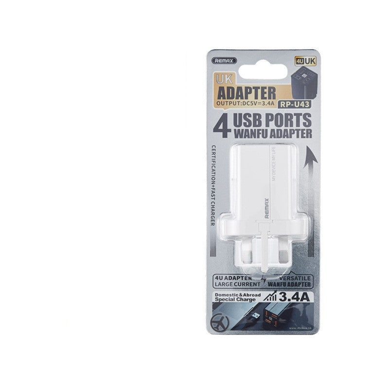 REMAX 4-Head QC Fast Charging Adapter (CN/UK/EU Plug)