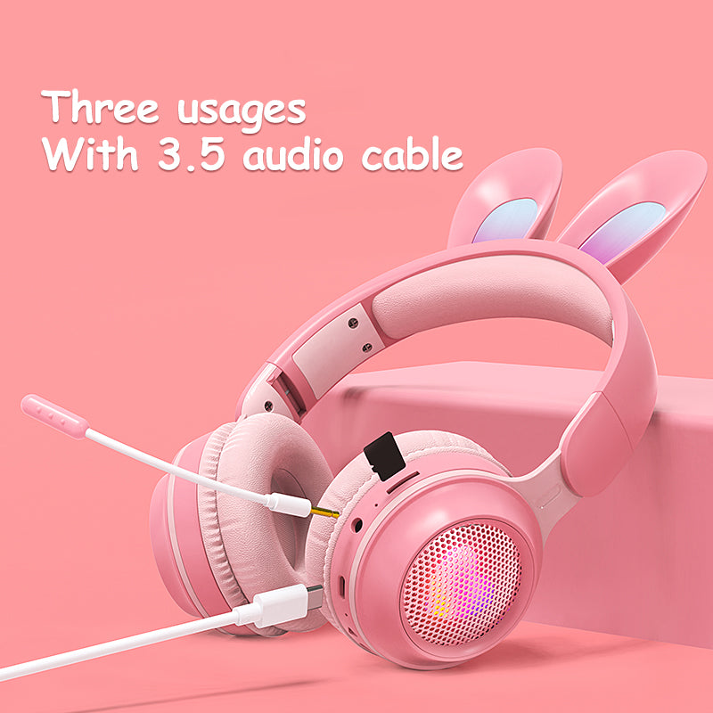 Wireless Luminous Rabbit Ear Headphones with Mic