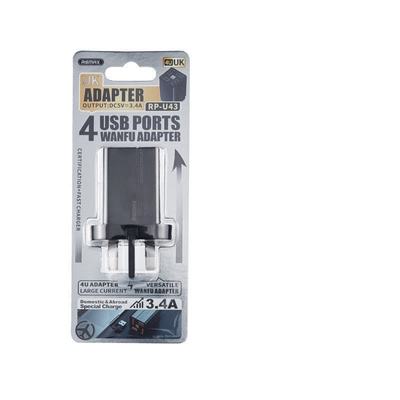 REMAX 4-Head QC Fast Charging Adapter (CN/UK/EU Plug)