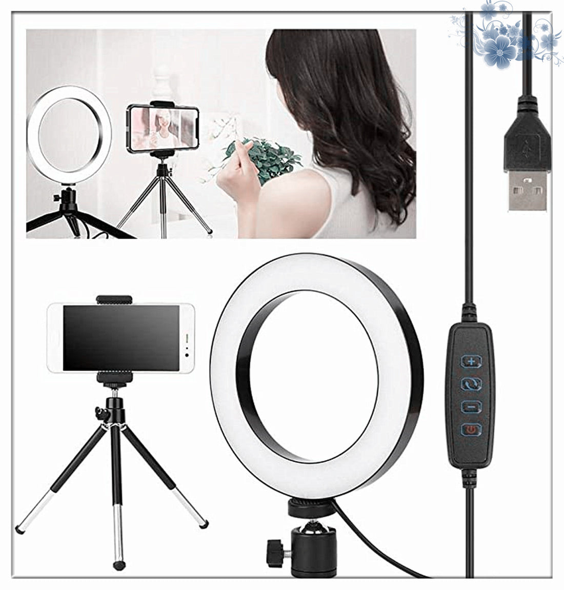 360° Rotatable Desktop Ring Light with Tripod (Apple Compatible)