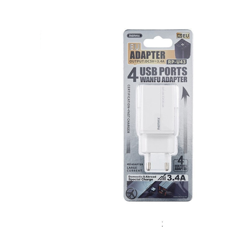 REMAX 4-Head QC Fast Charging Adapter (CN/UK/EU Plug)