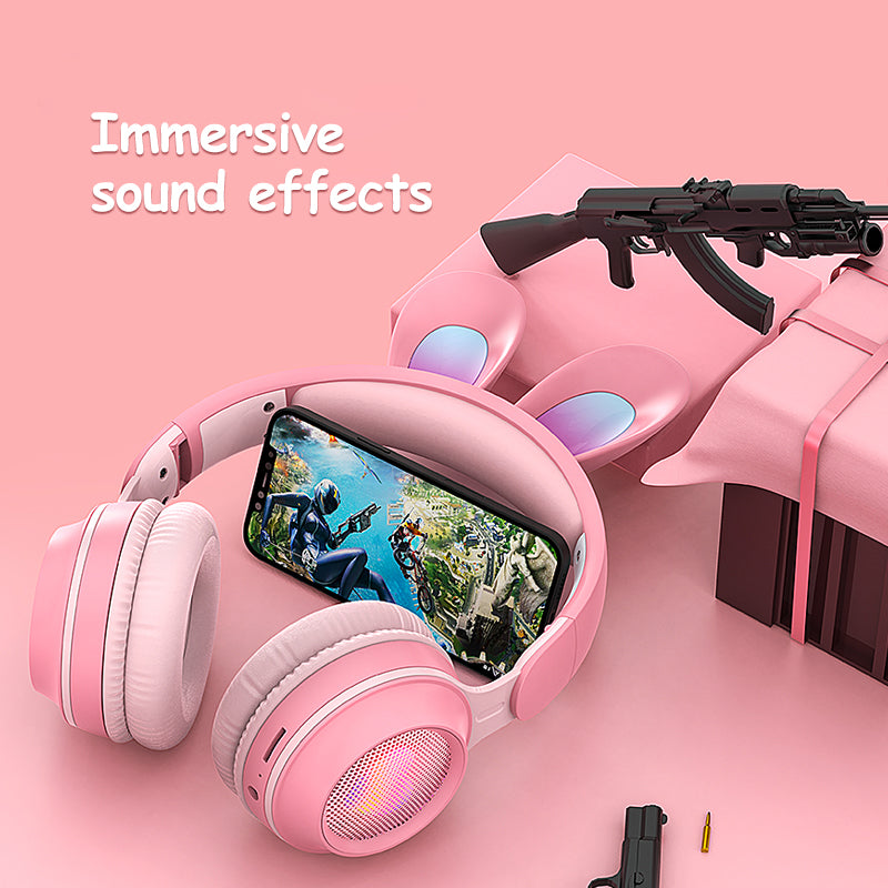 Wireless Luminous Rabbit Ear Headphones with Mic