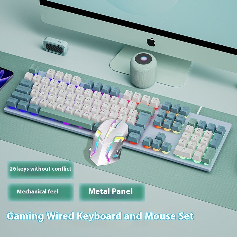 Wired Keyboard Mechanical Feeling Mouse Suit
