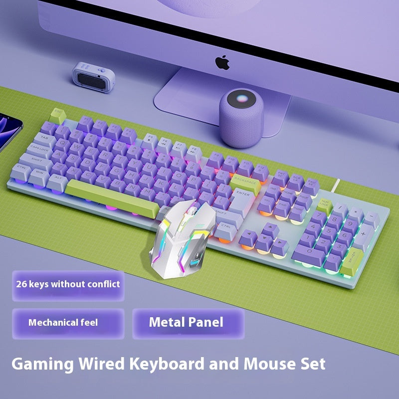 Wired Keyboard Mechanical Feeling Mouse Suit