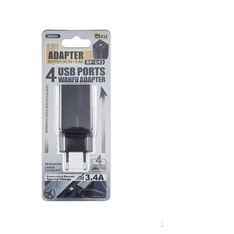 REMAX 4-Head QC Fast Charging Adapter (CN/UK/EU Plug)